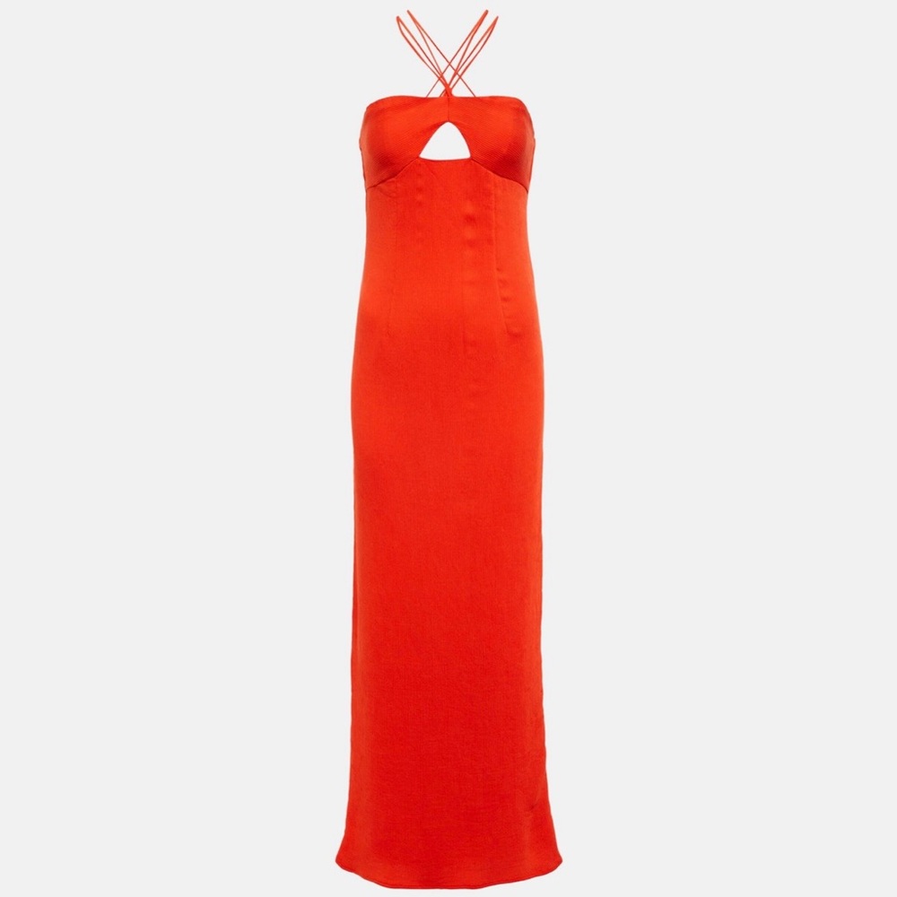 STAUD Gianna Cutout Halter Maxi Dress - NWT - 6 - Papaya